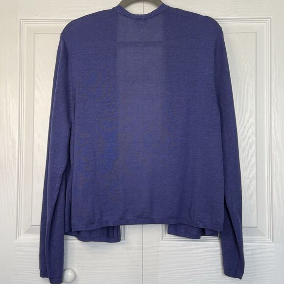 J Jill Blue Linen Blend Open Front Lightweight Cardigan Women’s Size XL - Picture 3 of 8